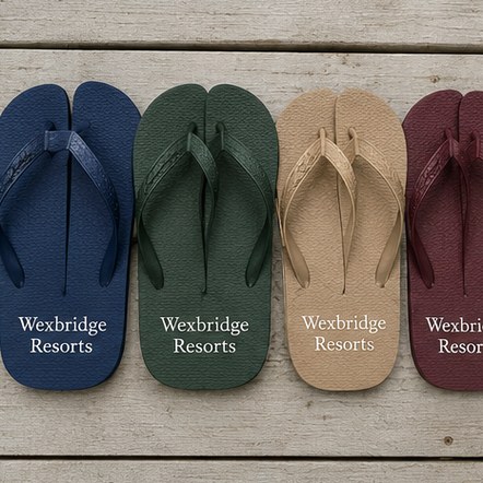 Customized flip-flops for resorts and hotels