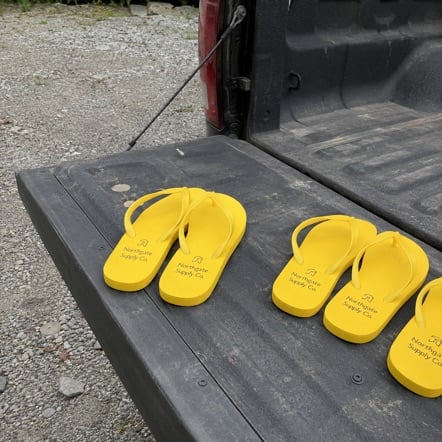 Flip-flops with logo printing